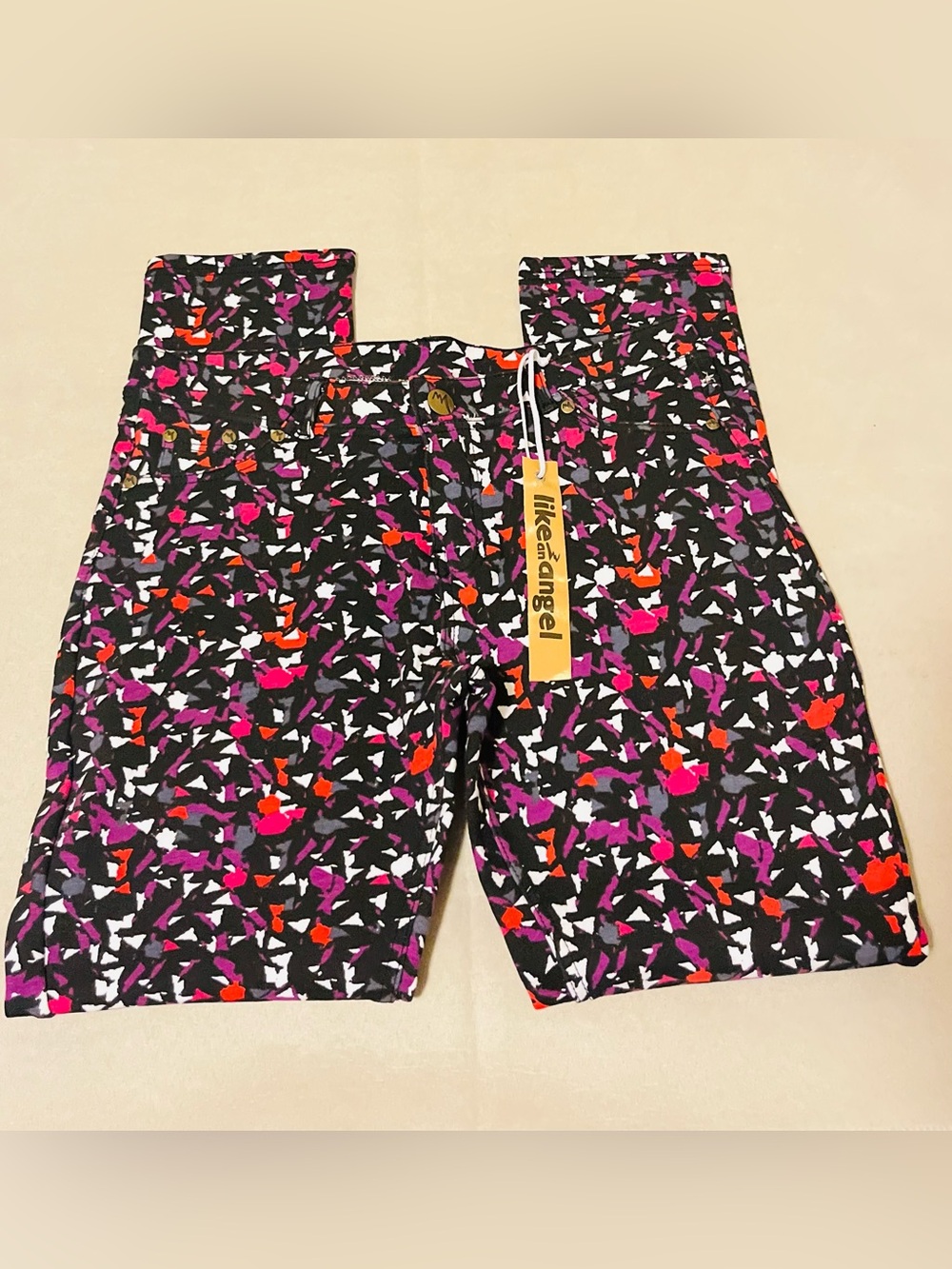 Like An Angel Women’s 1X Multicolor Geometric Print Skinny Jeggings - Picture 2 of 13